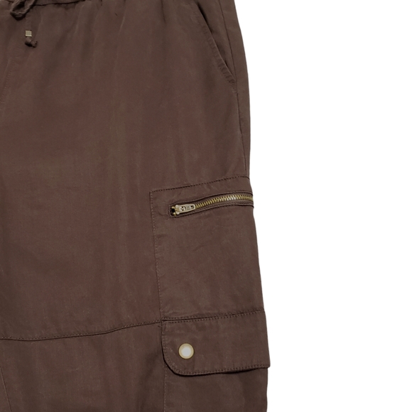 Banana Republic Soft Tencel Cargo Jogger Pants Dark Oak Brown Sz Large 536089 - Picture 6 of 14